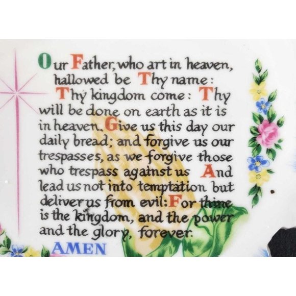 The Lords Prayer Porcelain Japan Commemorative Plate Vintage Circa 1950s - Picture 2 of 9
